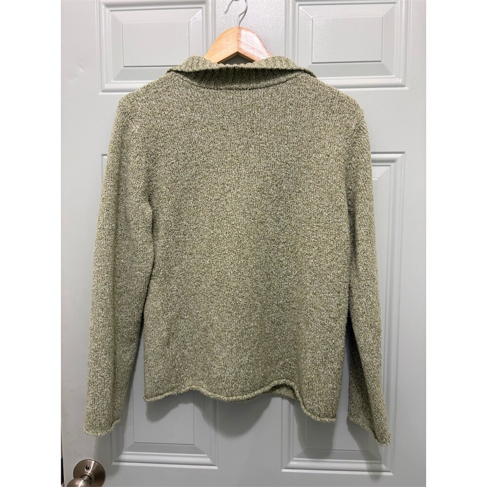J. Jill Sweater Womens Size L Green 1/4 Zip Pullover Mock Neck Ribbed Fisherman - Picture 5 of 8